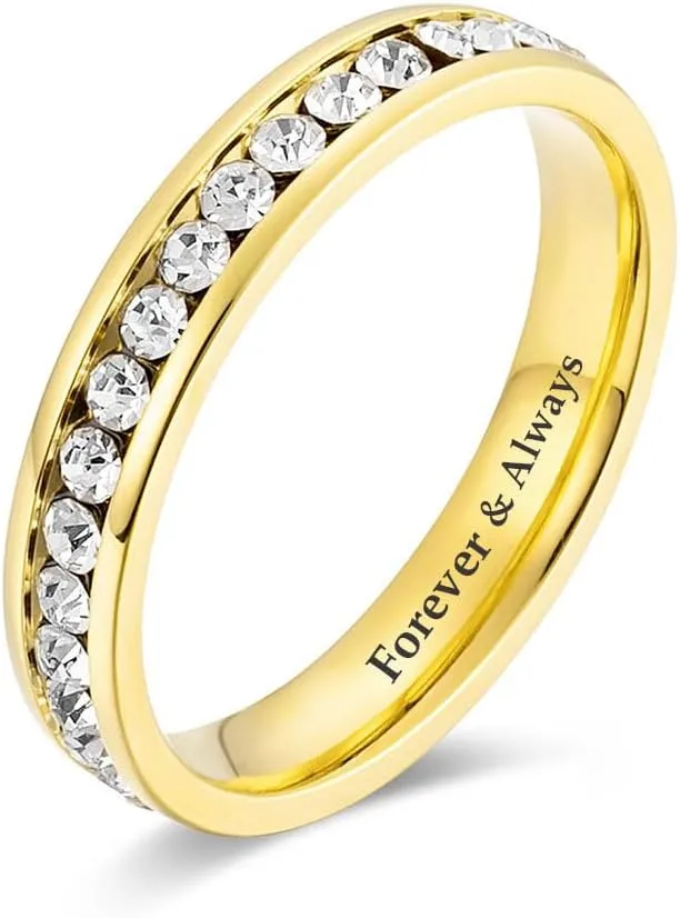 Mens Promise Rings Customizable,Mens Tungsten Carbide Wedding Bands 8mm Eternity Band Rings for Men Women Cubic Zirconia Engagement Ring for Couples Size 5-13