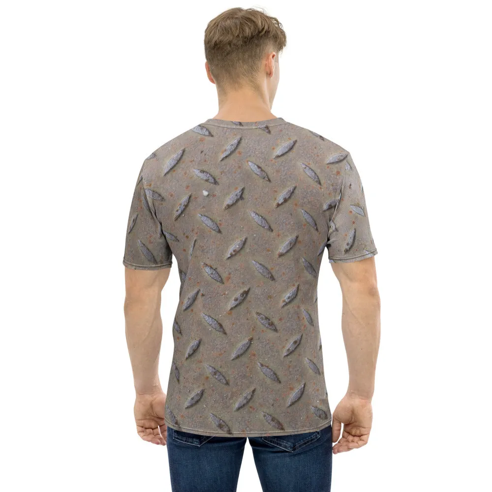 Men's Steel Diamond Plate Design T-shirt, Industrial Shop Shirt, Working Man T-Shirts, All Over Print Shirts