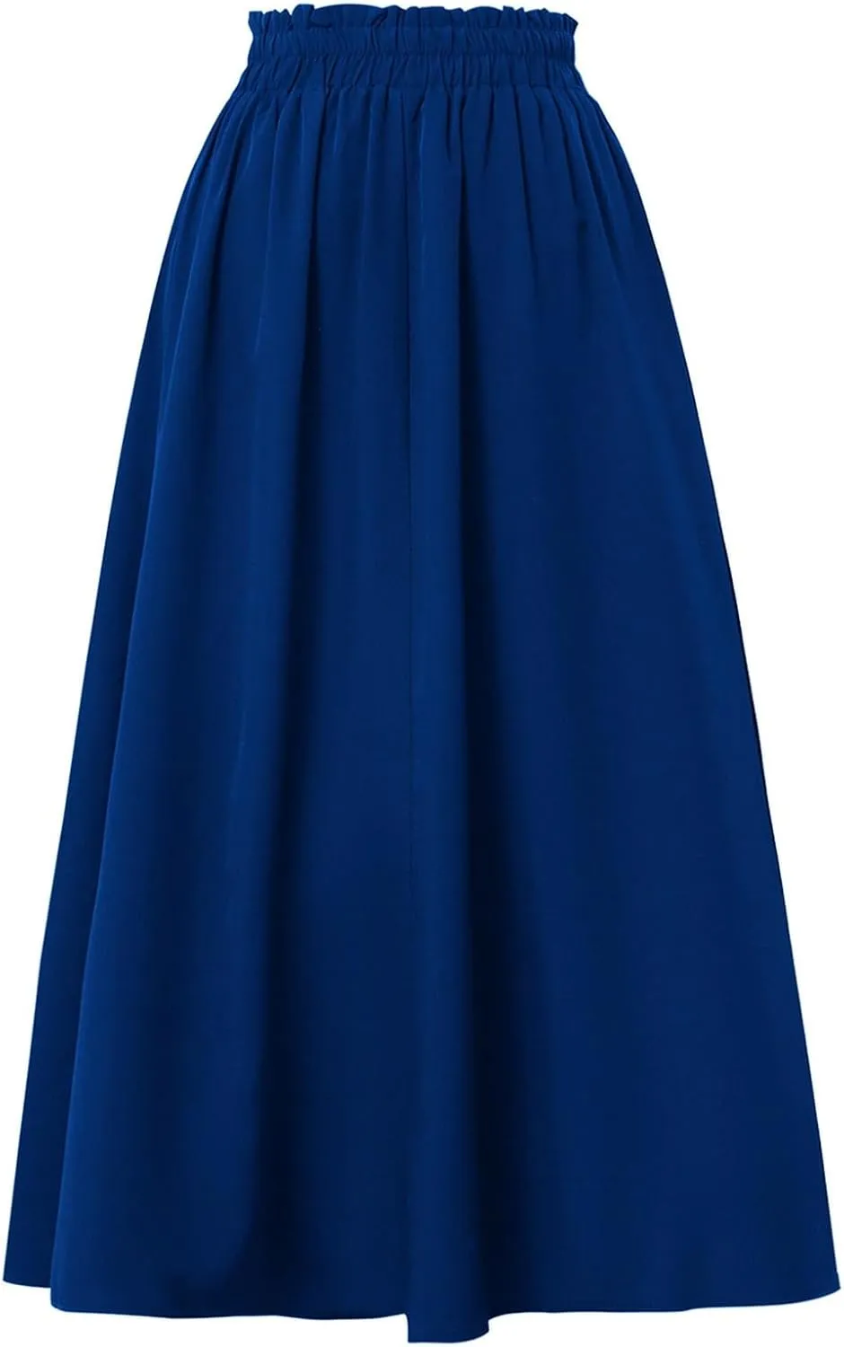 Midi Skirts for Women Trendy Casual Summer Lightweight Linen Skirt Drawstring High Waisted Flowy Skirt with Pockets