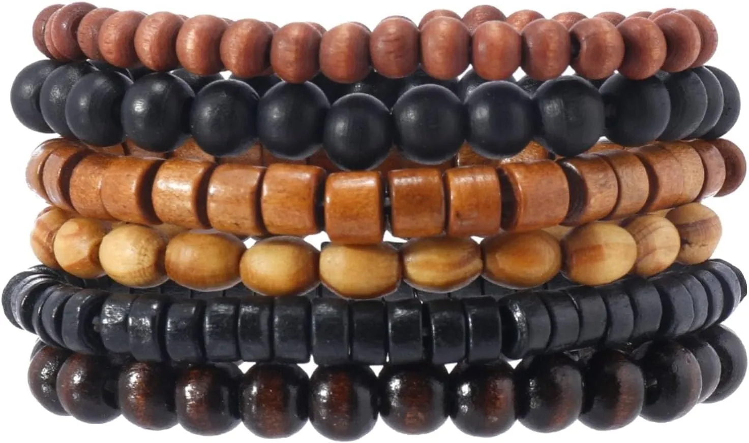 MILAKOO Mens Beaded Bracelets Tribal Wooden Elastic Adjustable Prayer Beads Wrap Cuff for Women