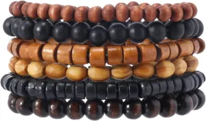 MILAKOO Mens Beaded Bracelets Tribal Wooden Elastic Adjustable Prayer Beads Wrap Cuff for Women