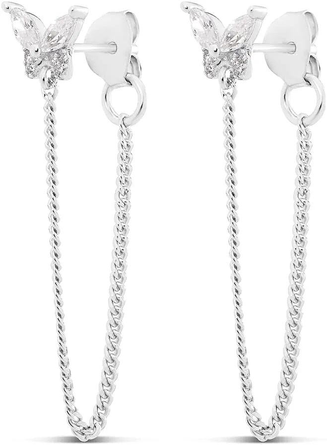 MILLA Silver & Gold Chain Earrings for Women - 14K Gold Butterfly Earrings for Women & More Trendy Earrings Styles - Comfortable Cute Earrings Aesthetic Jewelry
