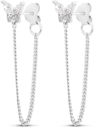 MILLA Silver & Gold Chain Earrings for Women - 14K Gold Butterfly Earrings for Women & More Trendy Earrings Styles - Comfortable Cute Earrings Aesthetic Jewelry