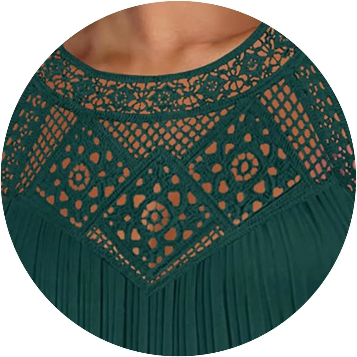 Mini Dresses for Women Summer Round Neck Sleeveless Tank Dress Trendy Loose Hollow Out Pleated Hem Beach Sundress