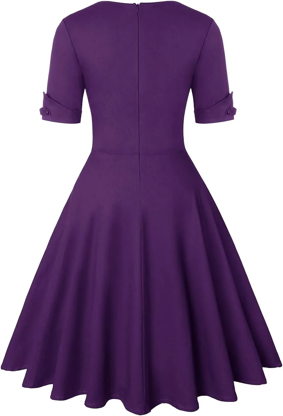 MINTLIMIT Women's 1950s Vintage Wrap V Neck Half Sleeve Retro Cocktail Swing Dress Plain A-line Dresses