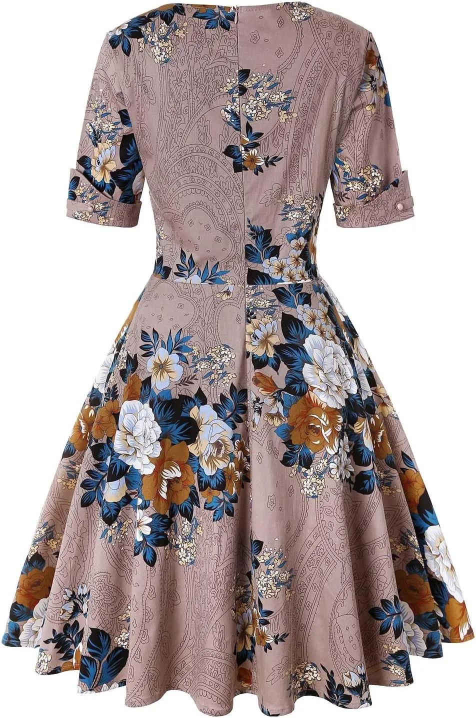 MINTLIMIT Women's 1950s Vintage Wrap V Neck Half Sleeve Retro Cocktail Swing Dress Plain A-line Dresses