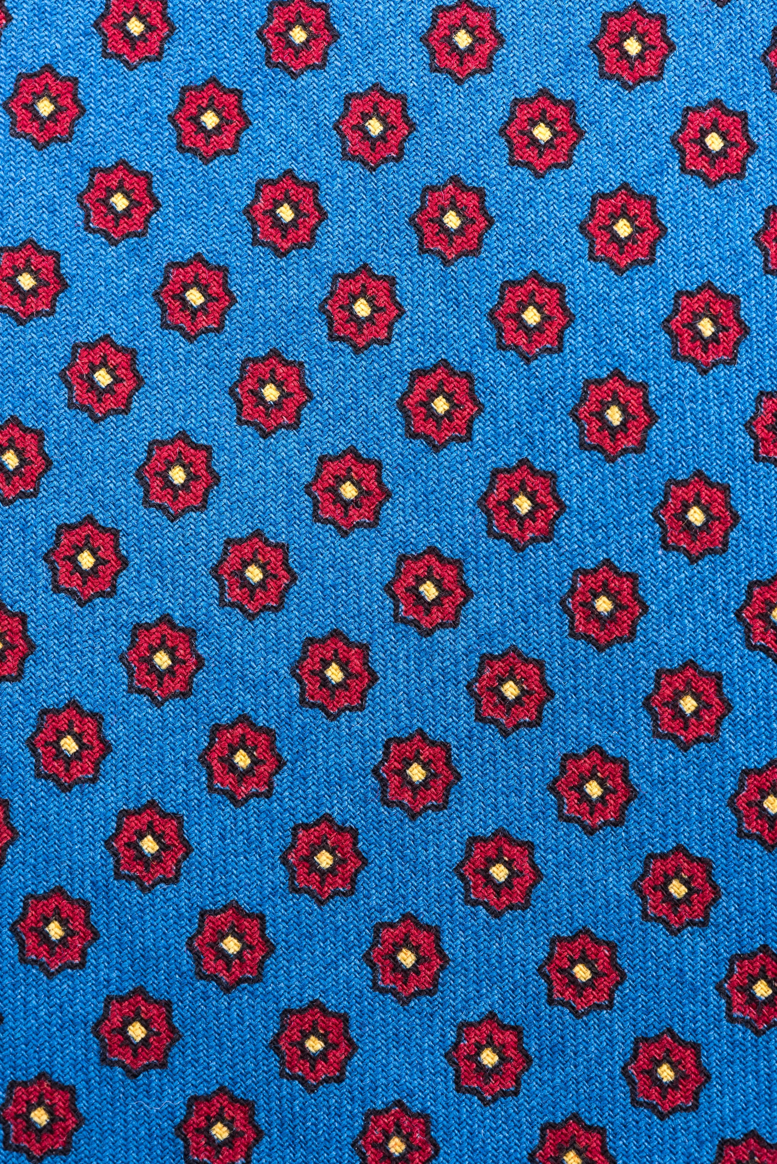 Mohair Blue Geometric Wool Challis Tie