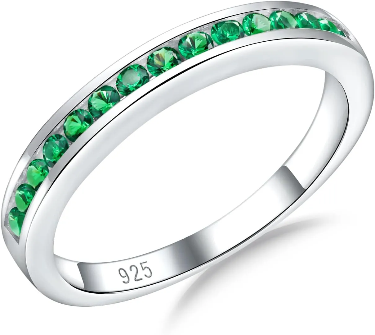 Moissanite Wedding Bands 925 Sterling Silver Half Eternity Band Rings for Women Men Sapphire/Emerald/Ruby/Diamond Cz Stackable Promise Anniversary Ring Size 6 to 10