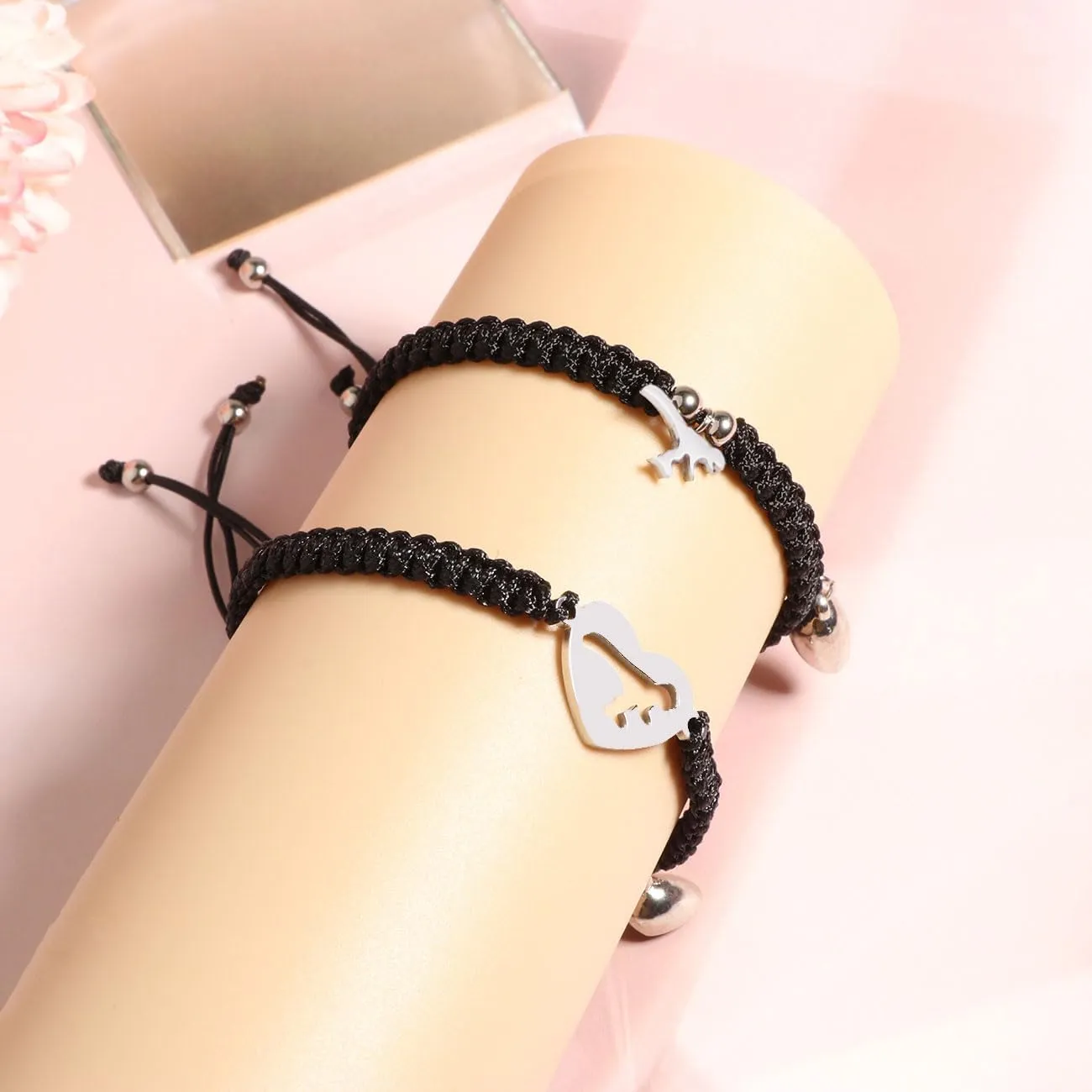 Mommy and Me Bracelet Matching Heart/Dinosaur Bracelet Set for 2, First Day of Kindergarten/School Gifts for Mother Daughter Son