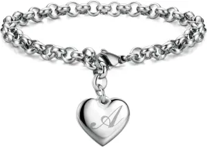 Monily Birthday Gifts for Women Initial Charm Bracelets for Women Letters Alphabet Heart Bracelet for Women