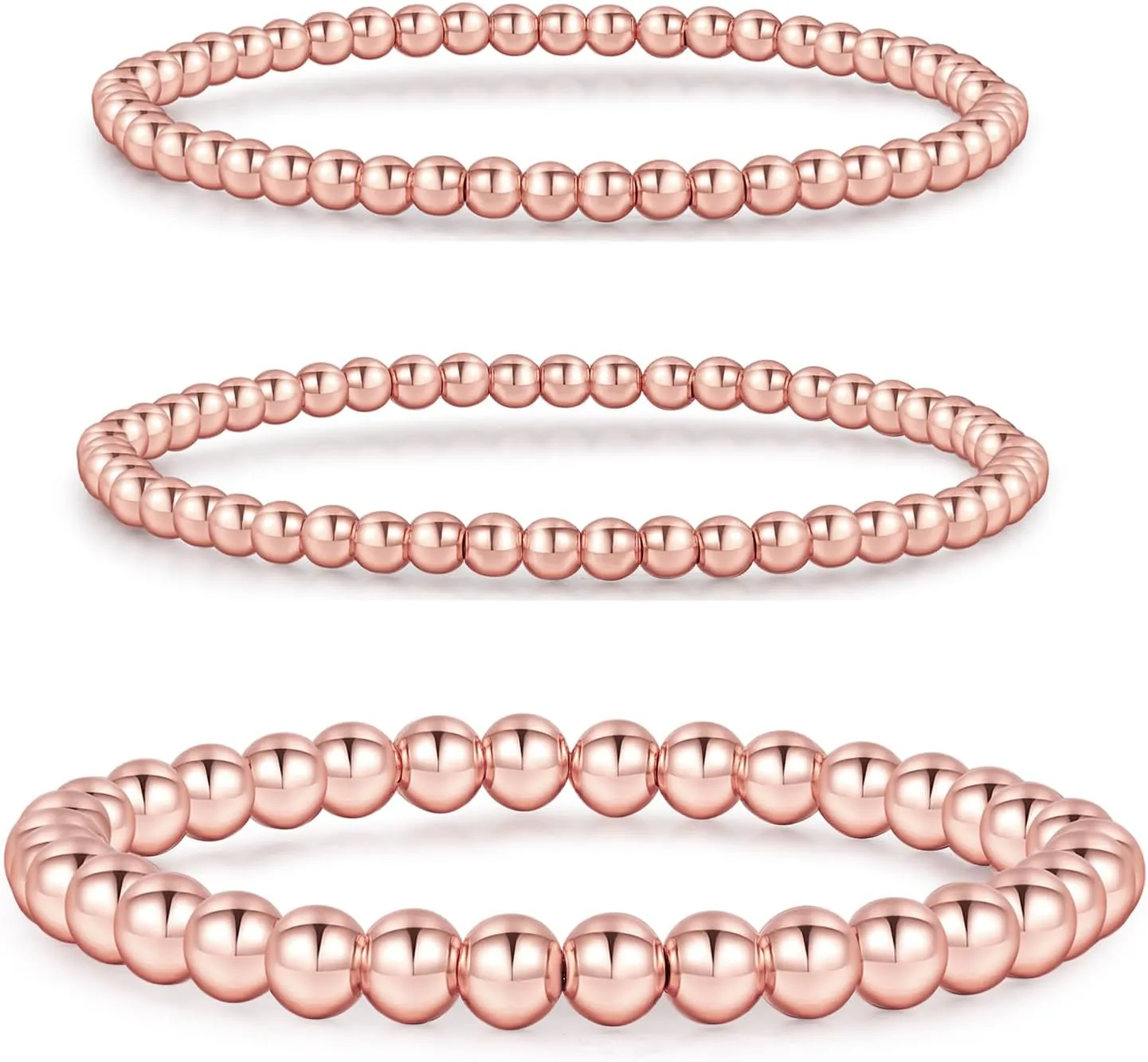 MOROTOLE 5PCS 14K Gold Plated Bracelets Set for Women Men Adjustable Hypoallergenic Stackable Stretch Bracelet Cuban Chunky Flat Link Chain Beaded Punk Gold Bracelets Jewelry Gifts for Women