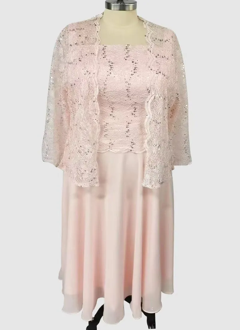 Mother of The Bride Dresses Chiffon Long Evening Formal Dress Wedding Guest Groom Dress Sequins Lace Jacket