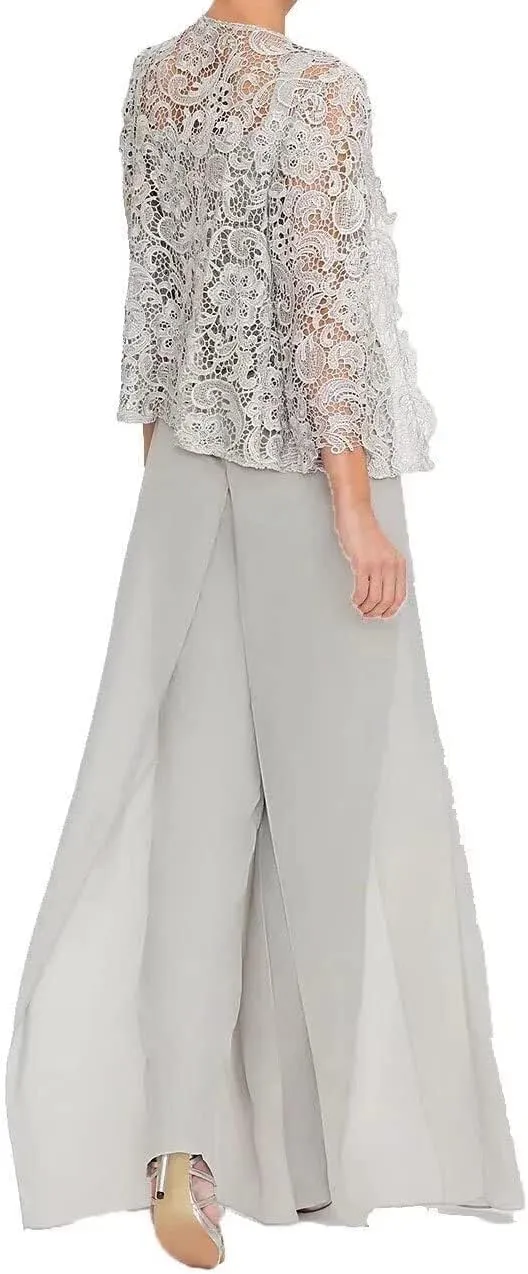 Mother of The Bride Pants Suits 3 Pieces Formal Dresses Mother of The Bride Wedding Party Outfit Evening Dress