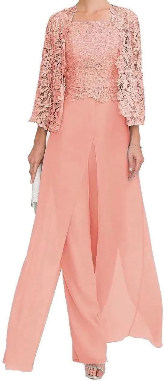 Mother of The Bride Pants Suits 3 Pieces Formal Dresses Mother of The Bride Wedding Party Outfit Evening Dress