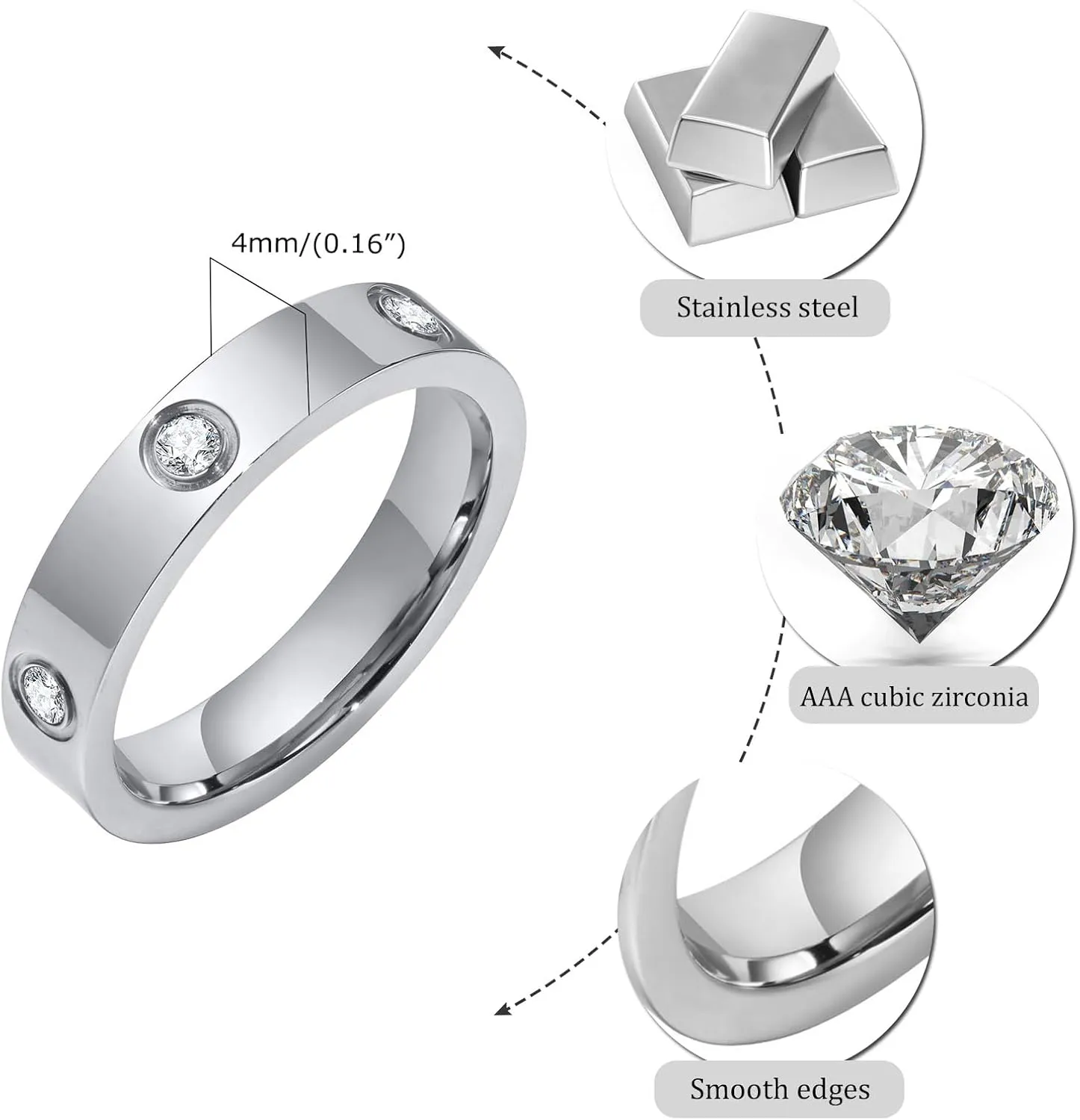 MPRAINBOW Gold Rings for Women, 18K Gold Plated Stainless Steel Cubic Zirconia Friendship Band Wedding Party Trendy Jewelry Gift Non-Tarnish,Christmas Birthday Gifts for Her Girlfriend