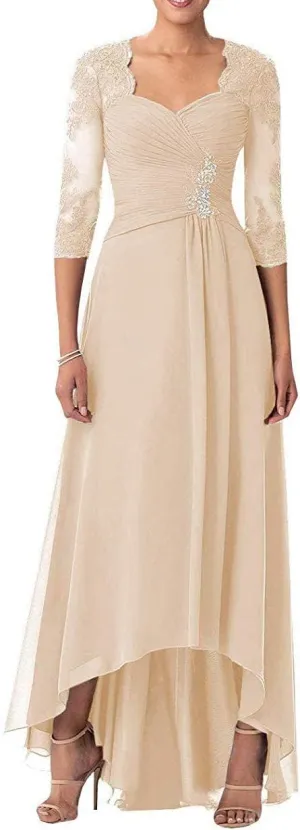 NABN Mother of The Bride Dress Chiffon Long Formal Evening Gowns Lace Wedding Guest Dresses for Women