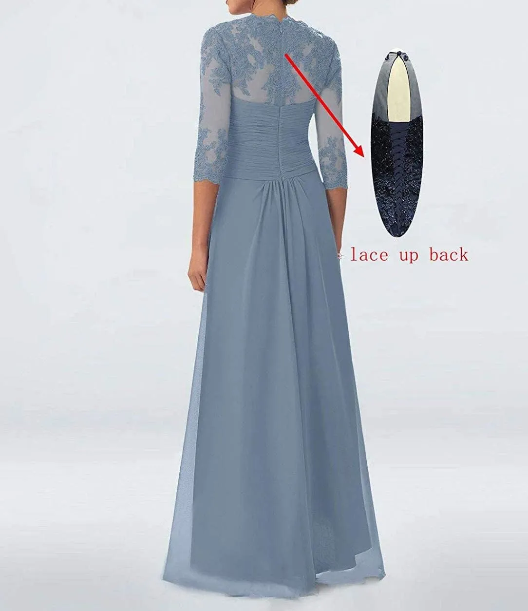 NABN Mother of The Bride Dress Chiffon Long Formal Evening Gowns Lace Wedding Guest Dresses for Women