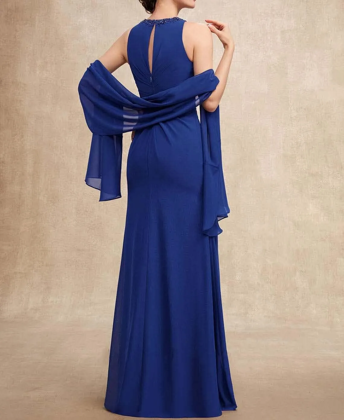 NABN Mother of The Bride Dresses 2Pcs with Rhinestone Buckle Wedding Guest Dresses with Jacket Formal Evening Dresses Chiffon