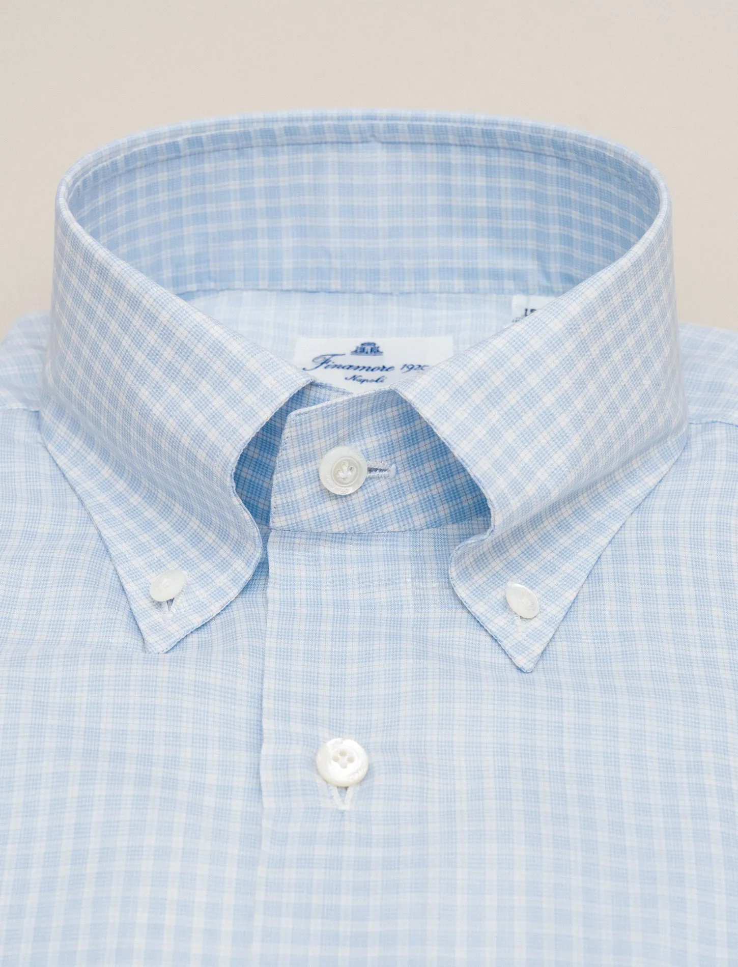 Napoli Lucio Checked 170 Shirt Light Blue