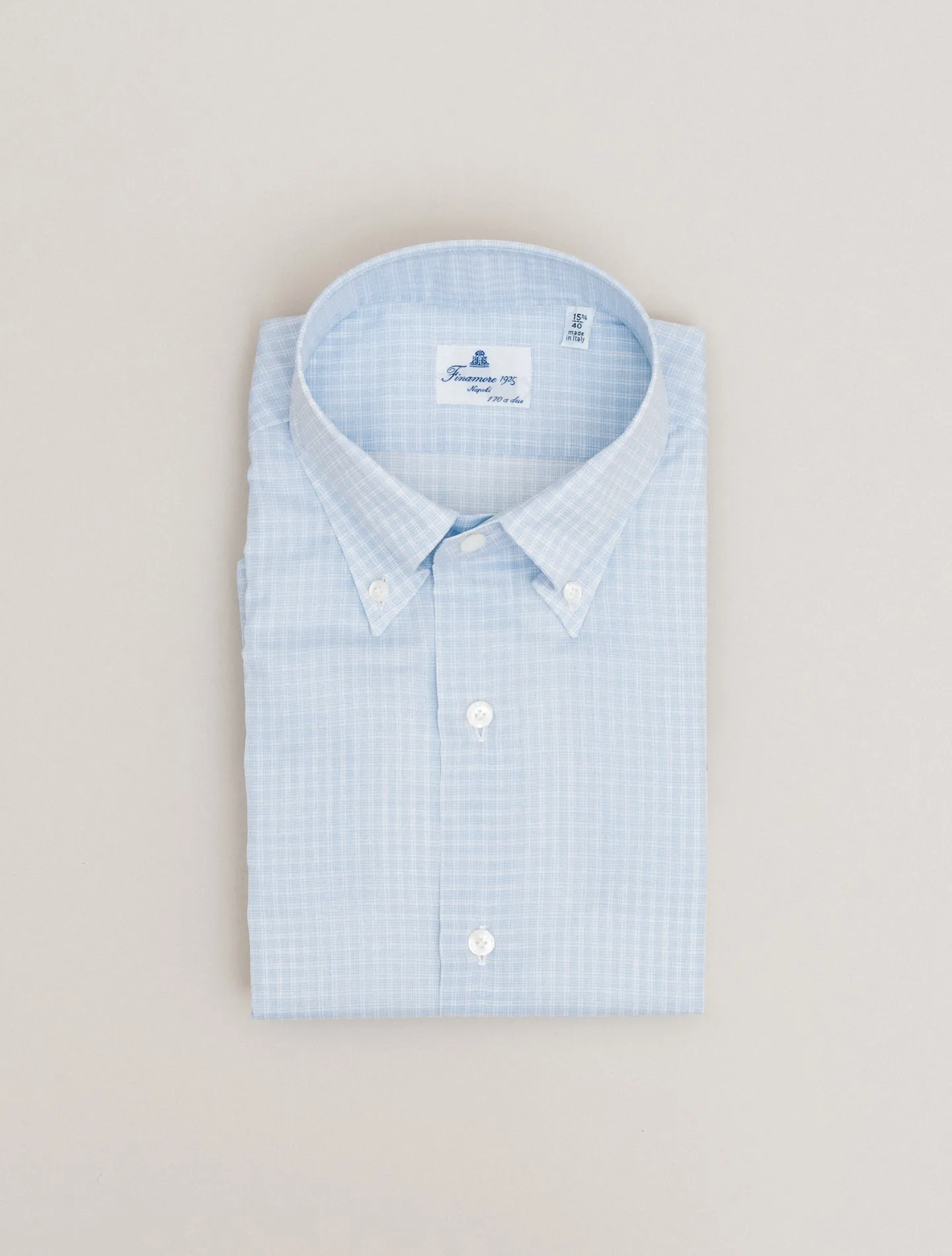 Napoli Lucio Checked 170 Shirt Light Blue