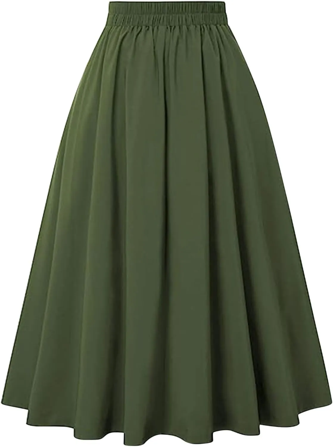 NATHGAM Womens Plaid Skirt Retro High Waist Pleated Skirt with Pockets Button Decoration Plus Size Skirt Victorian Midi Skirt