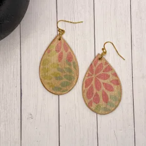 Natural Wood Floral Wood Earrings