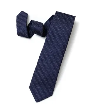 Navy Pin Dot Stripe Tie