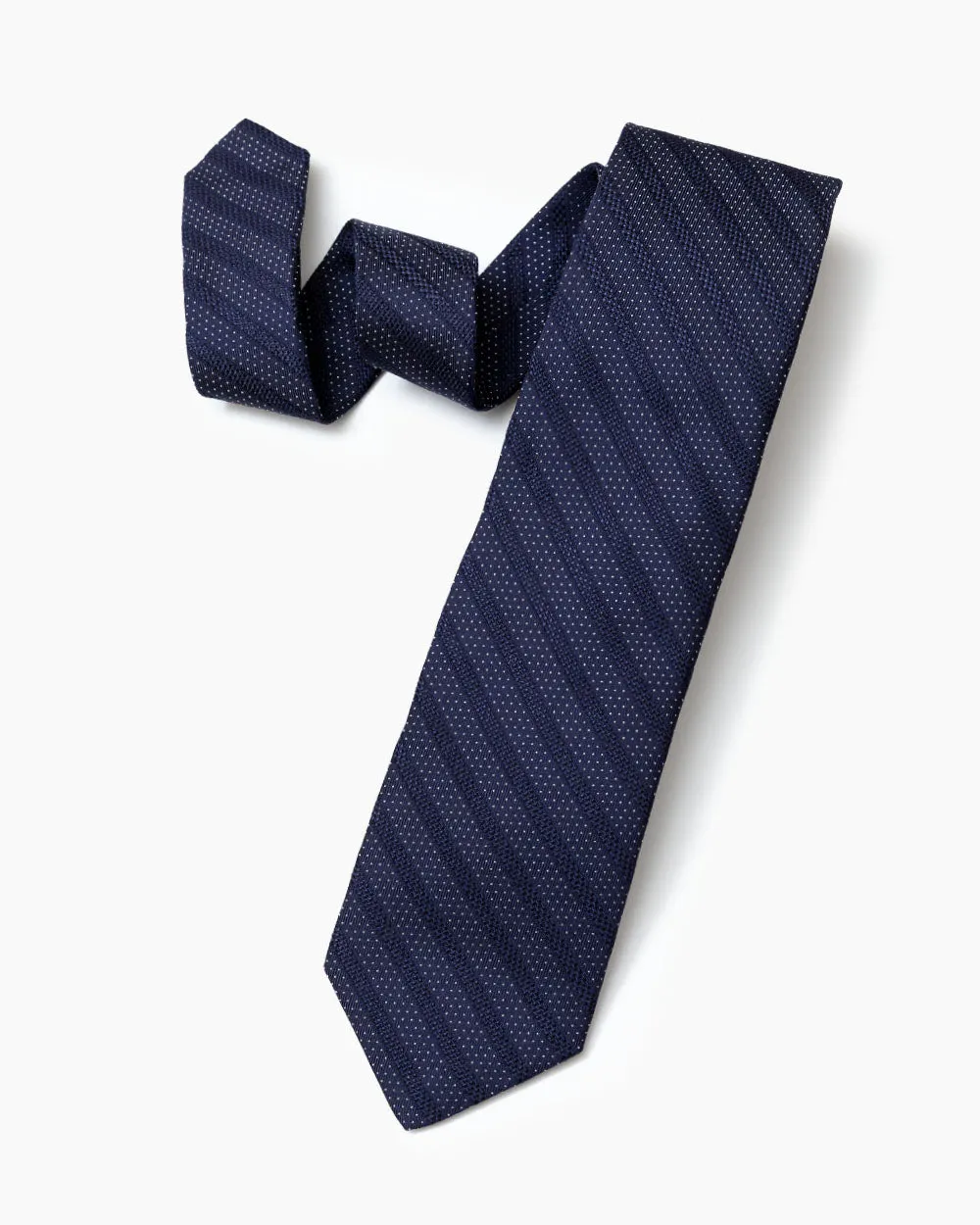 Navy Pin Dot Stripe Tie