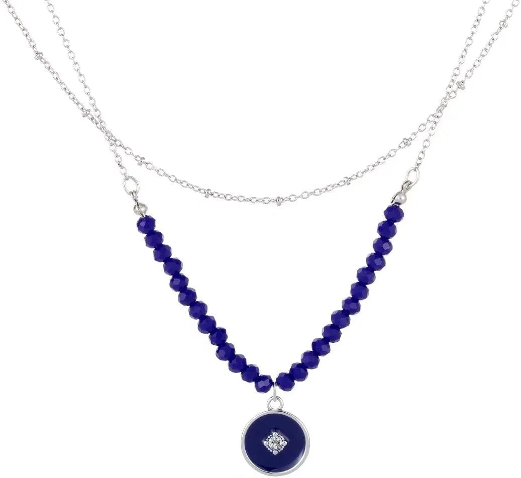 Necklace Bracelets Set, 18k Gold Plated handmade Zircon Rose Des Vents Pendant & crystal glass pearls-Trendy Matching Necklace Bracelets for Women