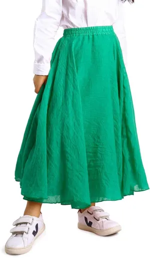 OCHENTA Little Big Girls Cotton Long Maxi Skirts Casual Renaissance Fairy Boho Skirts