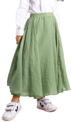 OCHENTA Little Big Girls Cotton Long Maxi Skirts Casual Renaissance Fairy Boho Skirts