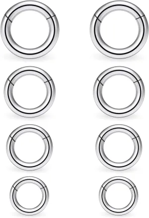 Ocptiy 6G 8G 12G 14G 16G Hinged Septum Rings Gauges Tunnels Plugs Earrings Stretching kit Surgical Steel Hinged Eyebrow Lip Belly Ring Cliker Helix Tragus Daith Rook Earrings Stretcher
