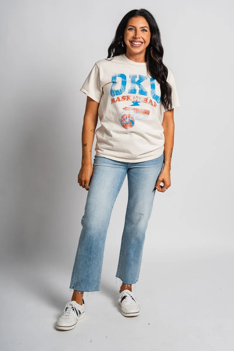 OKC basketball established thrifted t-shirt off white