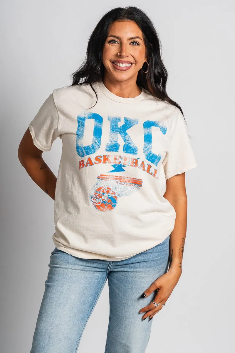 OKC basketball established thrifted t-shirt off white