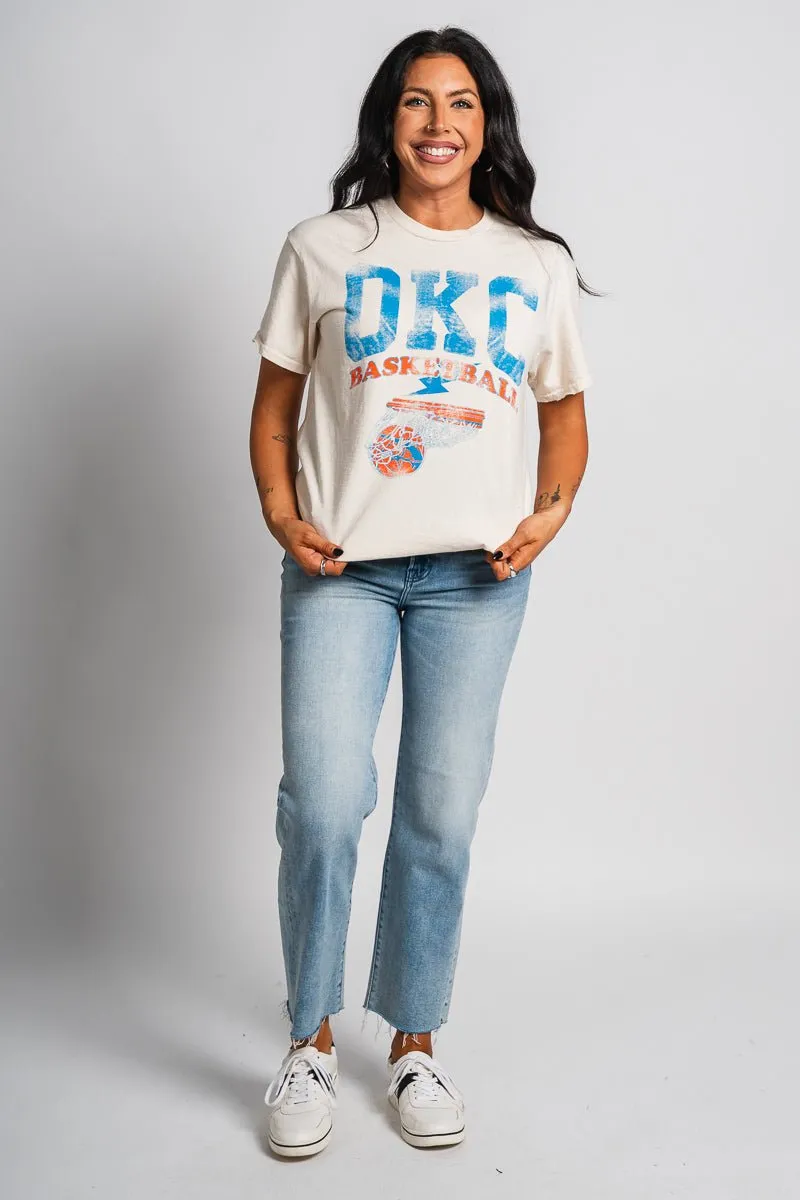 OKC basketball established thrifted t-shirt off white