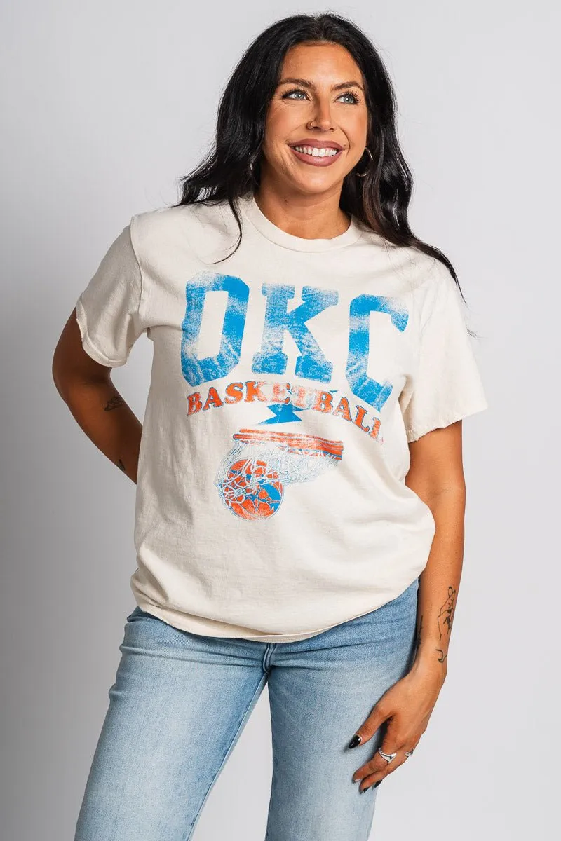 OKC basketball established thrifted t-shirt off white