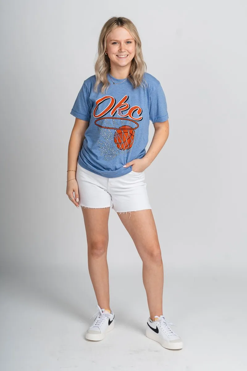 OKC basketball nothing but net t-shirt blue
