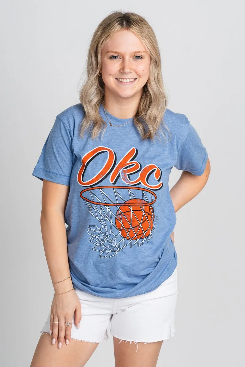 OKC basketball nothing but net t-shirt blue