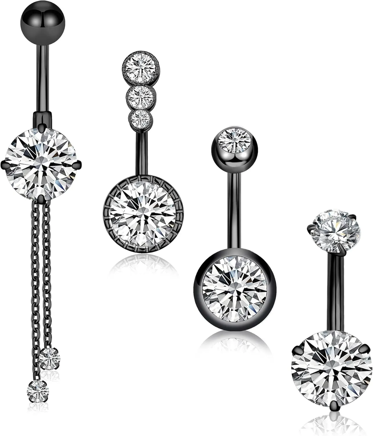 ONESING 4 Pcs 14G Belly Button Rings Belly Rings for Women with Gift Box Stainless Steel Navel Rings Belly Piercings Jewelry Belly Button Jewelry for Women Valentine's gift