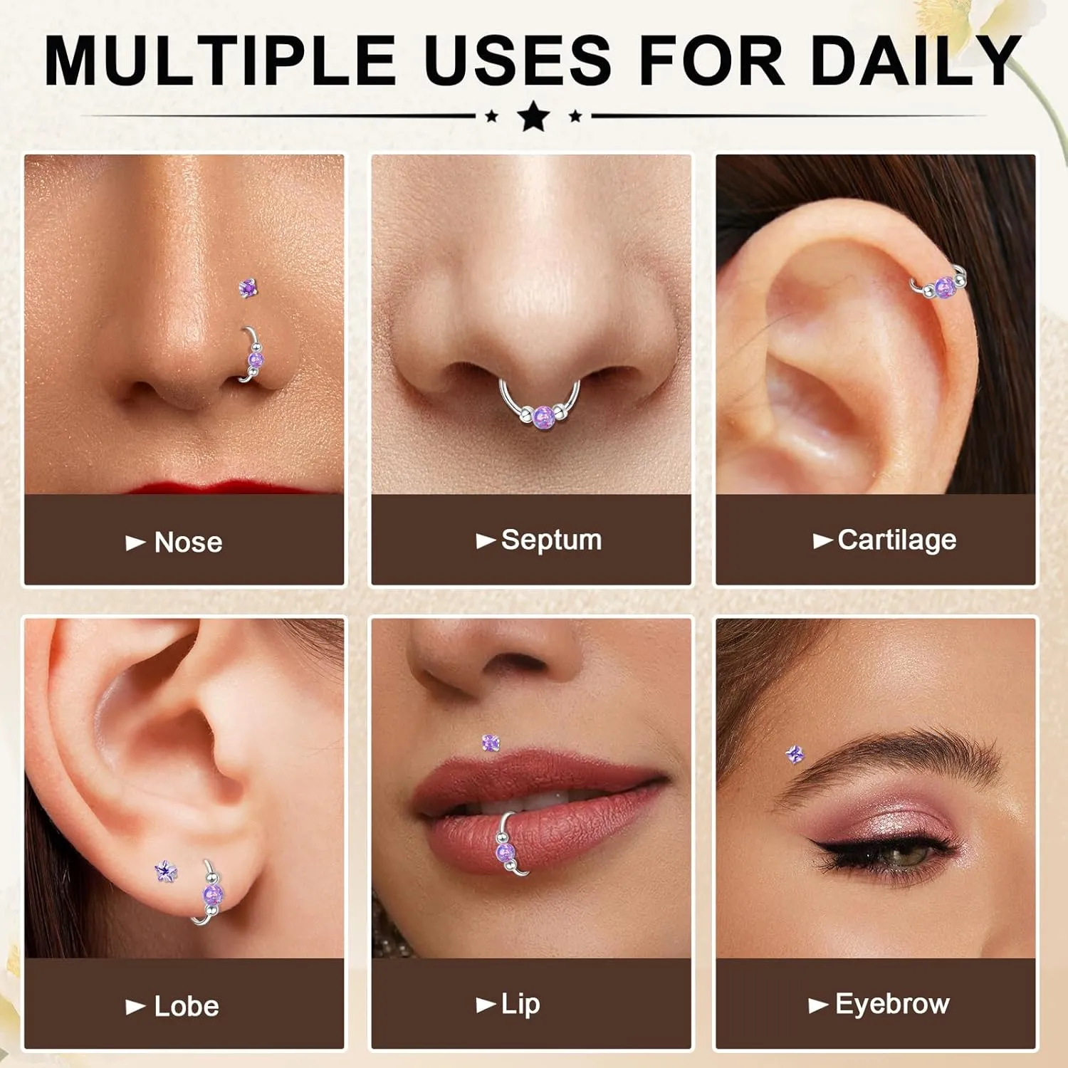 ONESING 5Pcs Nose Rings for Women, 20G Nose Rings Studs and 18G Nose Hoops Hypoallergenic Stainless Steel Nose Piercings Jewelry Silver Nose Jewelry Septum Helix Cartilage Lip Body Piercings for Women Men