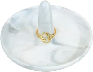 oskas Marble Ring Dish Holder,Decorative Porcelain Trinket Jewelry Dish Tray for Rings Earrings Necklaces,4 inch,Engagement Wedding Birthday Mother's Day Christmas Gift