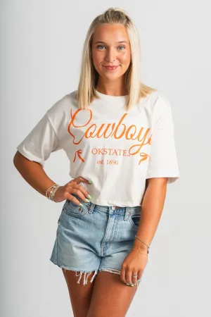 OSU Cowboys bows crop t-shirt off white
