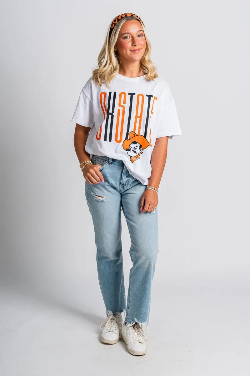 OSU Oklahoma State goal post oversized t-shirt white
