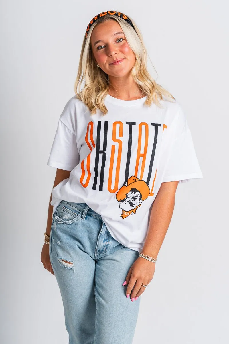 OSU Oklahoma State goal post oversized t-shirt white