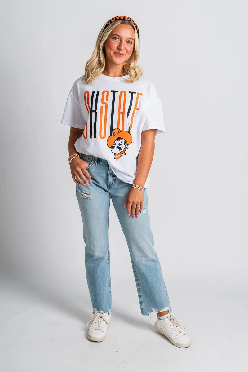 OSU Oklahoma State goal post oversized t-shirt white