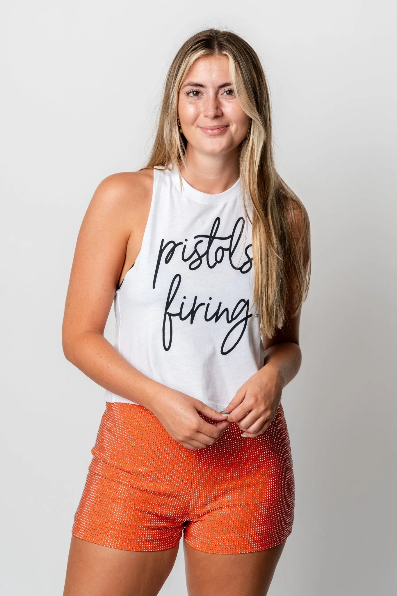 OSU Pistols Firing Barcelony crop tank top white
