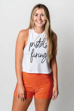 OSU Pistols Firing Barcelony crop tank top white