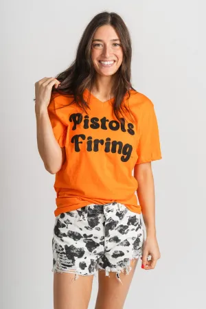 OSU Pistols Firing pep v-neck t-shirt orange