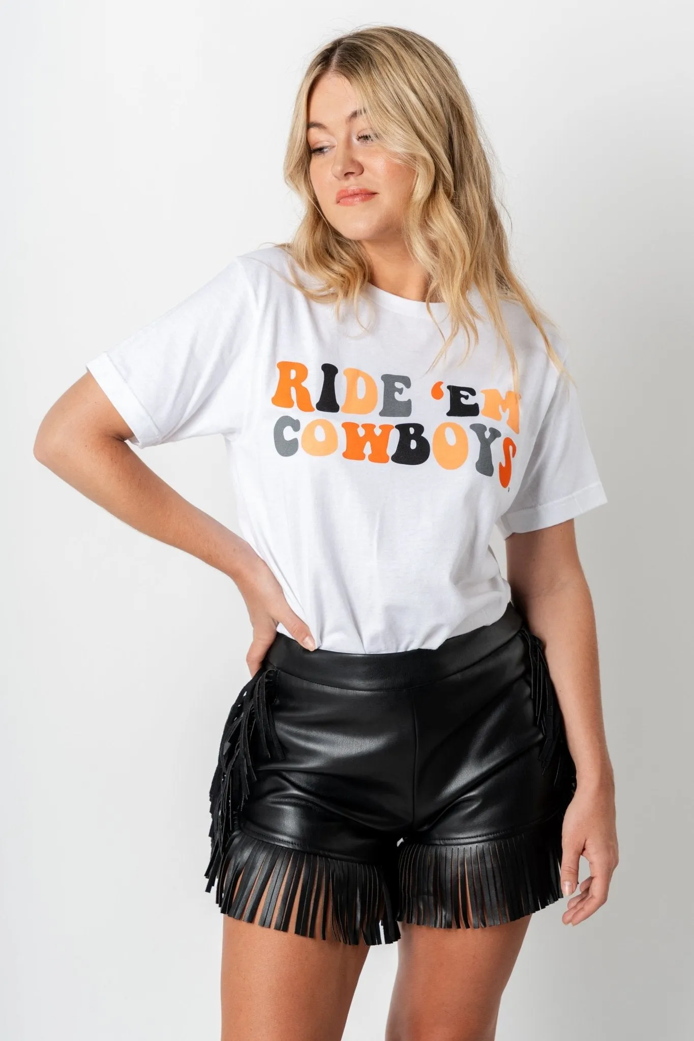 OSU Ride 'em Cowboys groovy unisex t-shirt white