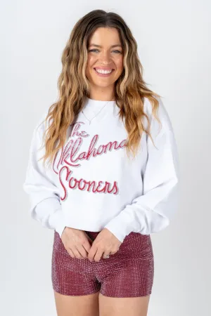 OU Beverly corded cropped sweatshirt white